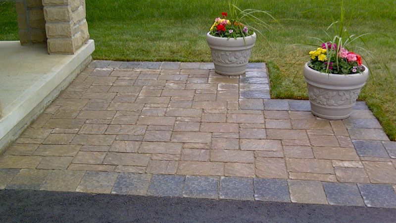 Completed natural stone and interlock patio project