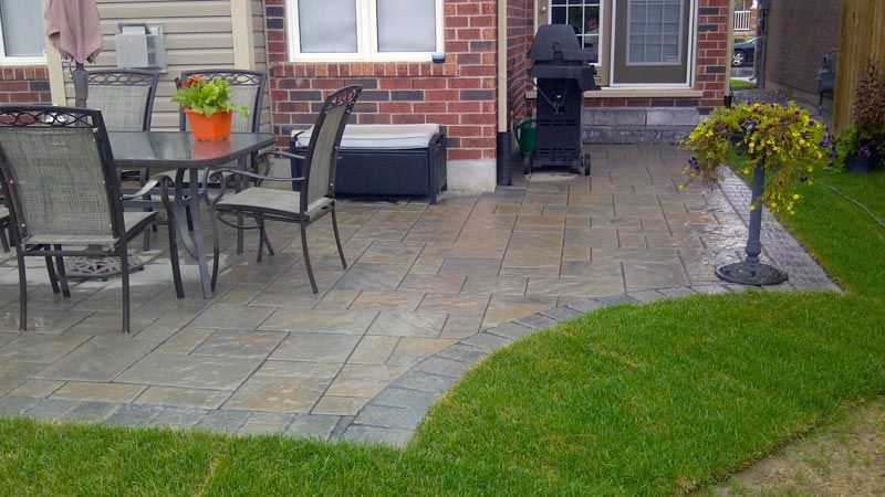 Completed natural stone and interlock patio project