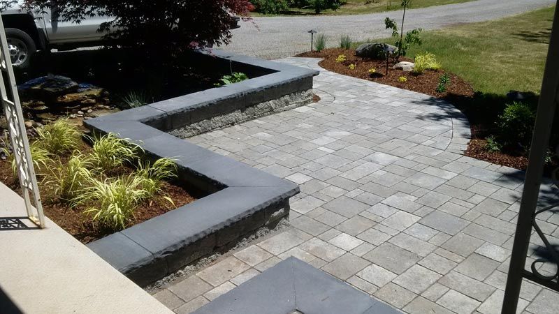 Completed natural stone and interlock patio project
