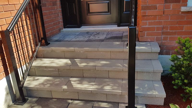 Completed natural stone and interlock step project