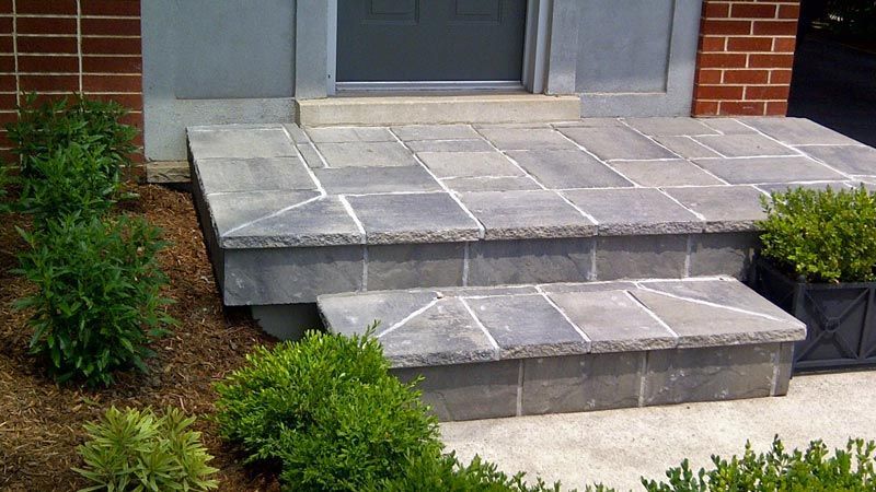 Completed natural stone and interlock step project