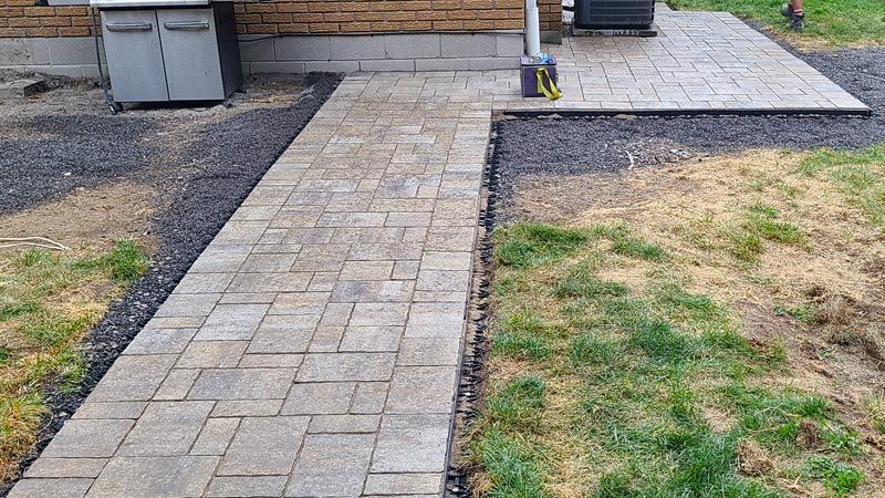 Completed natural stone and interlock walkway project