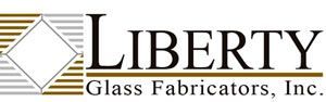 the logo for liberty glass fabricators inc. is shown on a white background .