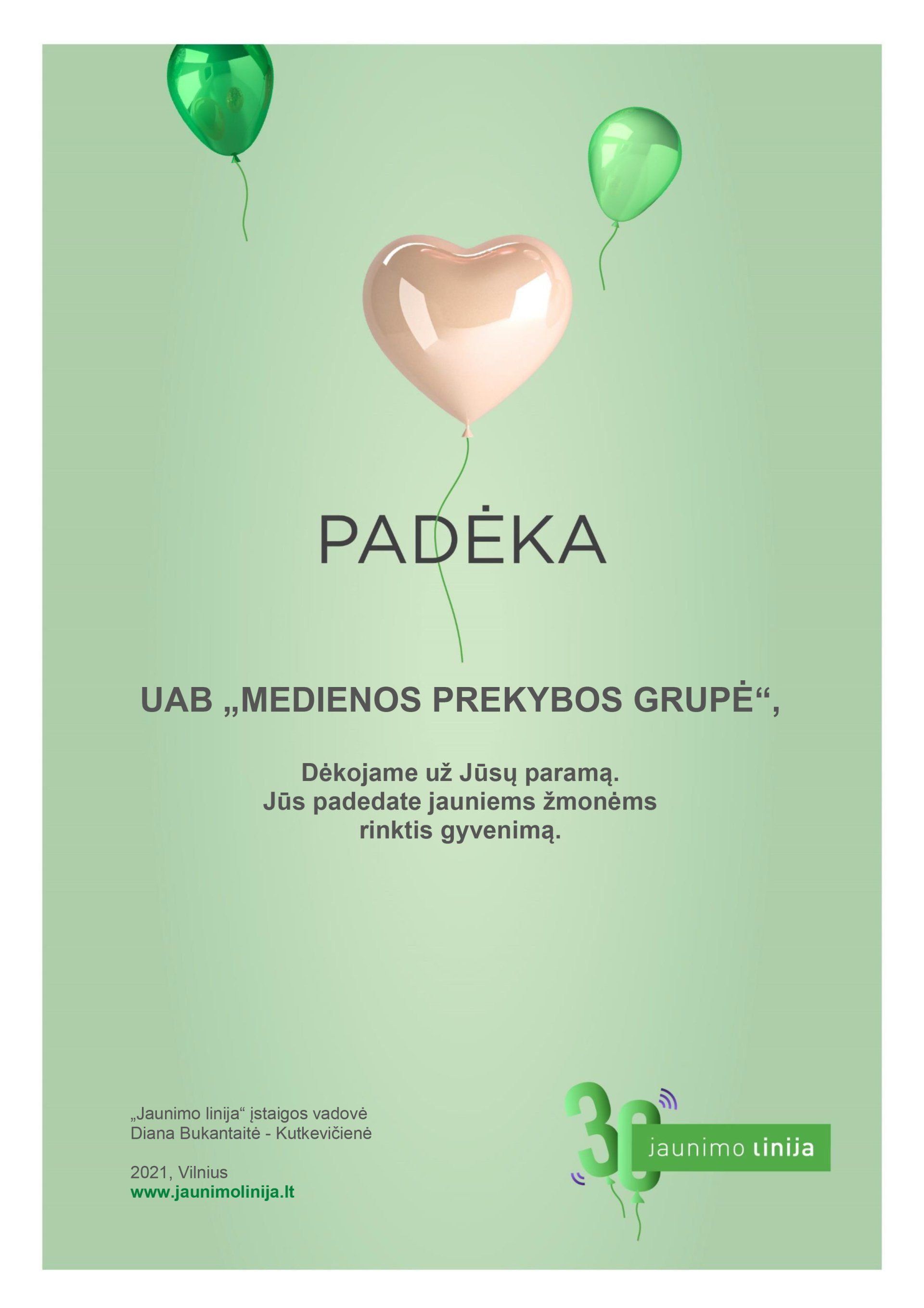 jaunimo linija padėka