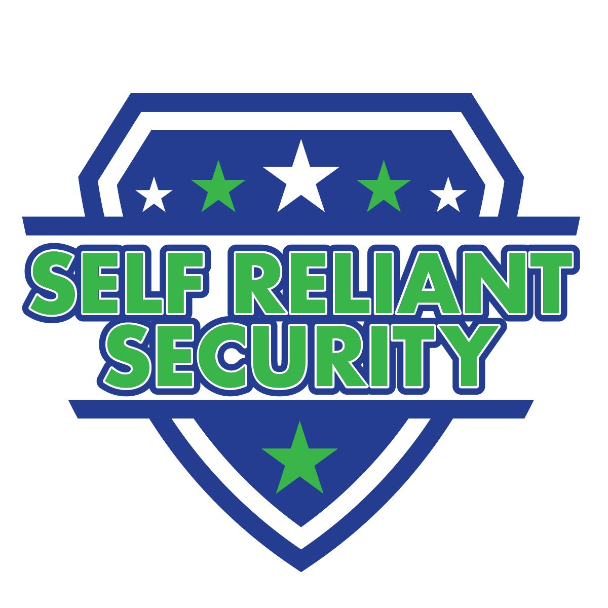 A blue and green logo for self reliant security