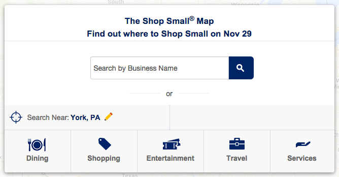 The shop small map shows where to shop small on nov 29