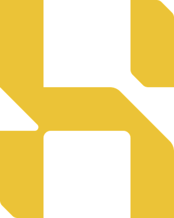 Yellow and white Hanover Linemarking icon geometric logo with rounded edges.