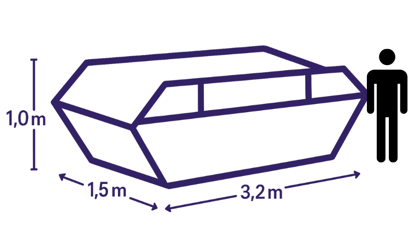 Green industrial dumpster with a human silhouette for scale — Skip Bin Hire Sunshine Coast in Meridan Plains, Queensland