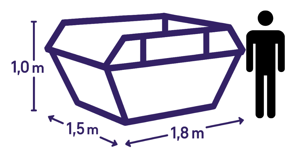 Green skip with a silhouette of a person for scale — Skip Bin Hire Sunshine Coast in Meridan Plains, Queensland