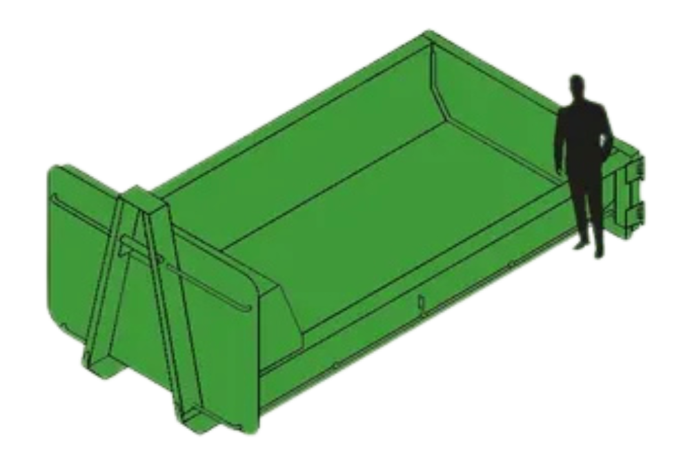 Green industrial dumpster with a human silhouette for scale — Skip Bin Hire Sunshine Coast in Meridan Plains, Queensland