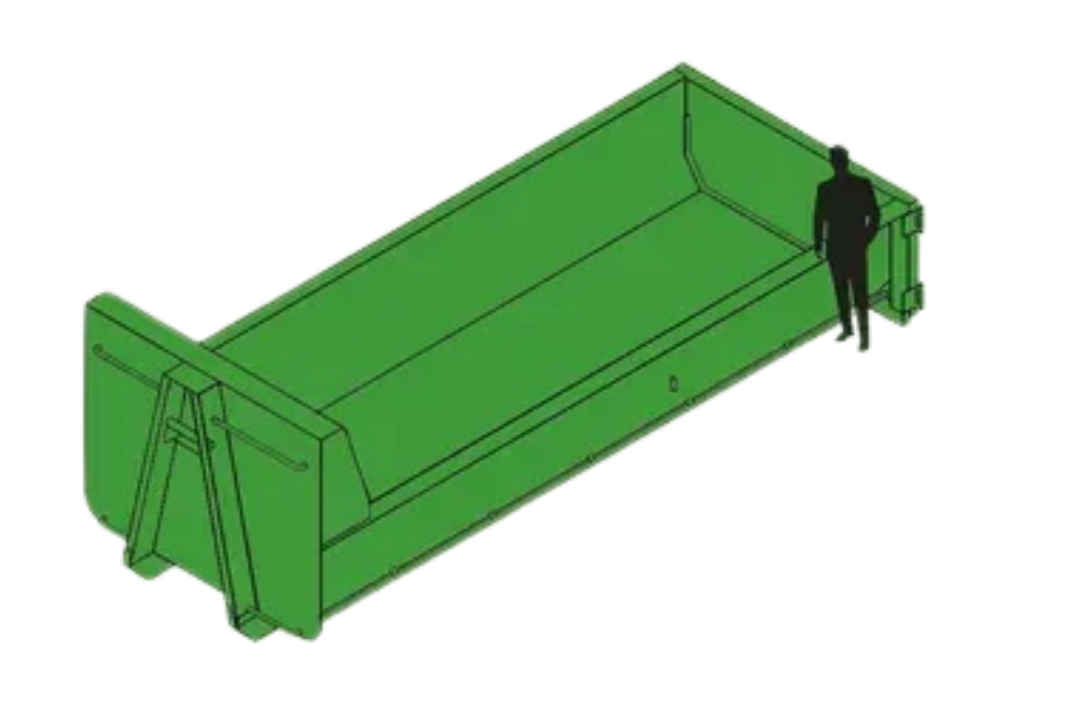 Green dumpster with a person standing next to it for scale — Skip Bin Hire Sunshine Coast in Meridan Plains, Queensland
