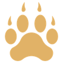 A paw print of a bear with claws on a white background.