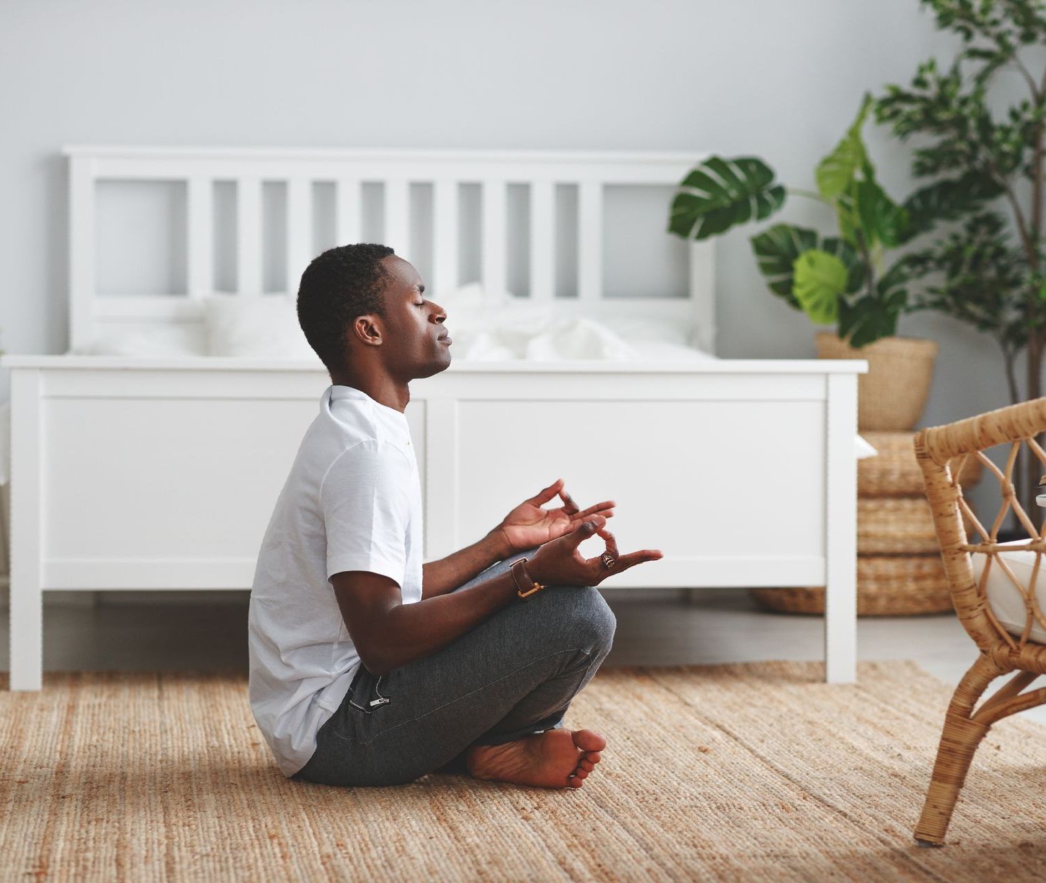 A young man meditating as art of his yoga for fertility