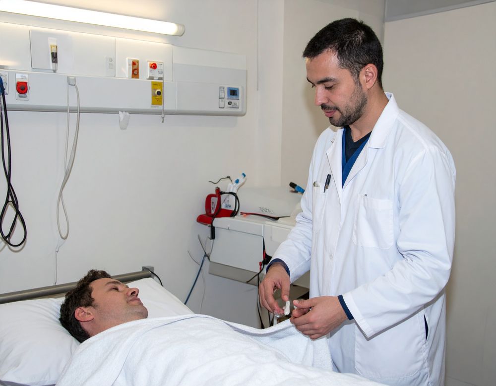 Doctor preparing patient for in-lab sleep study in Meridian, ID