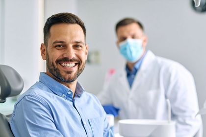 A male patient with an excellent dental hygiene in Meridian, ID