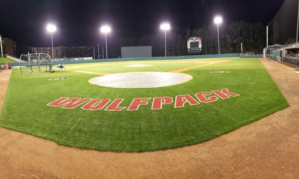Baseball field at night with 