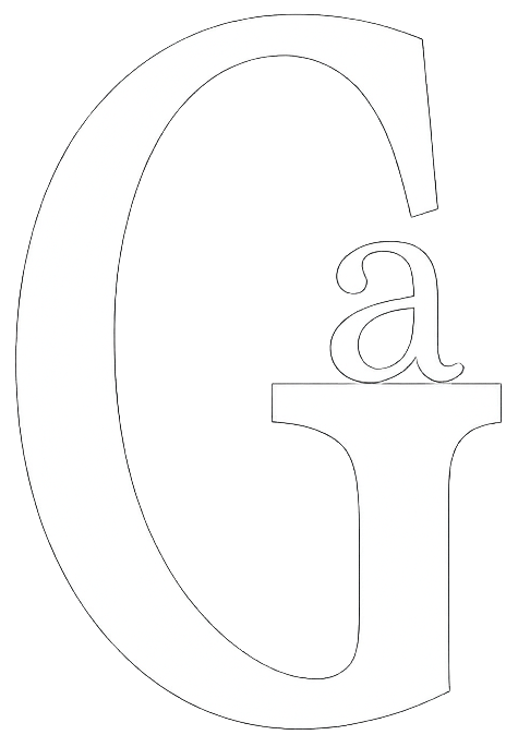 Lettera G grande con all'interno una lettera a più piccola.