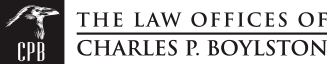 Logo for The Law Offices of Charles P. Boylston, featuring a bird emblem with "CPB".