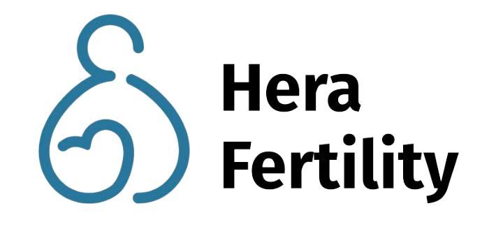 Logo for Hera Fertility: a teal abstract figure with a person and a baby. Text: Hera Fertility.