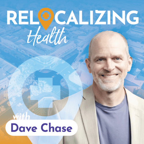 Podcast cover: Dave Chase, smiling, on a blue background with 