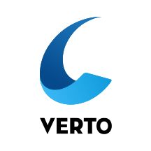 Blue swoosh logo with the word VERTO in black text below.