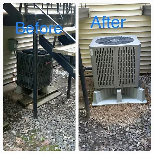 Comparison of an old and new AC unit. The 