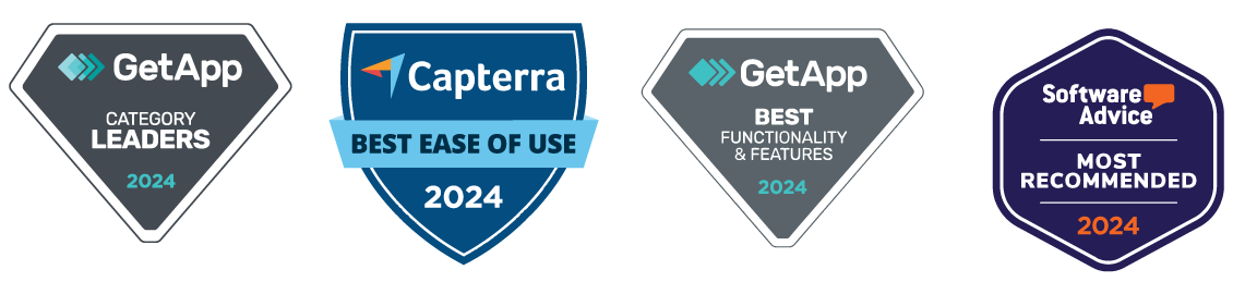 A collage of four badges with one that says ' capterra ' on it