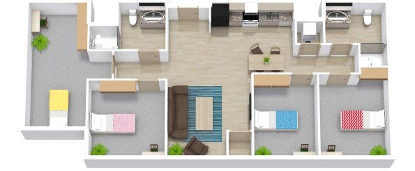 4 BEDROOM 2 BATH FLOOR PLAN