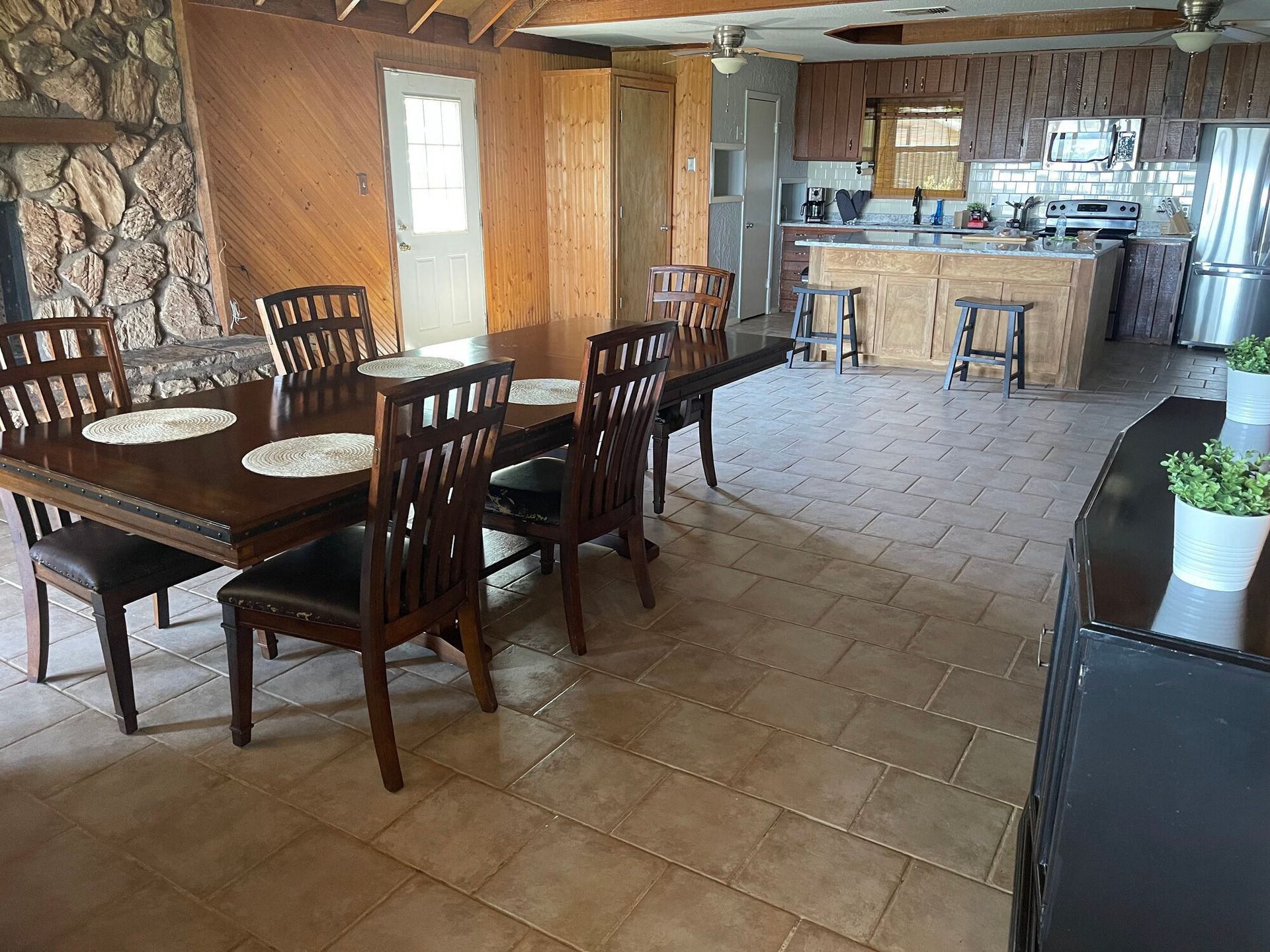 dining room with large oak table