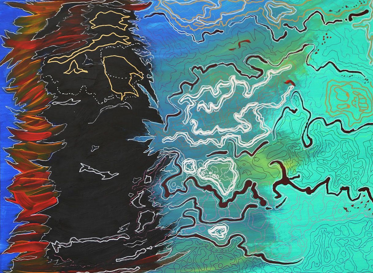 Abstract painting of a yellow and orange background. Art by David R. Judkins