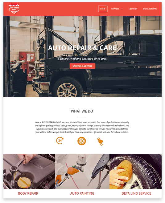 Elevate Web Solutions Auto Repair template.
