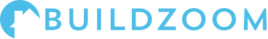 BUILDZOOM logo, light blue text with a stylized house icon within a circle.