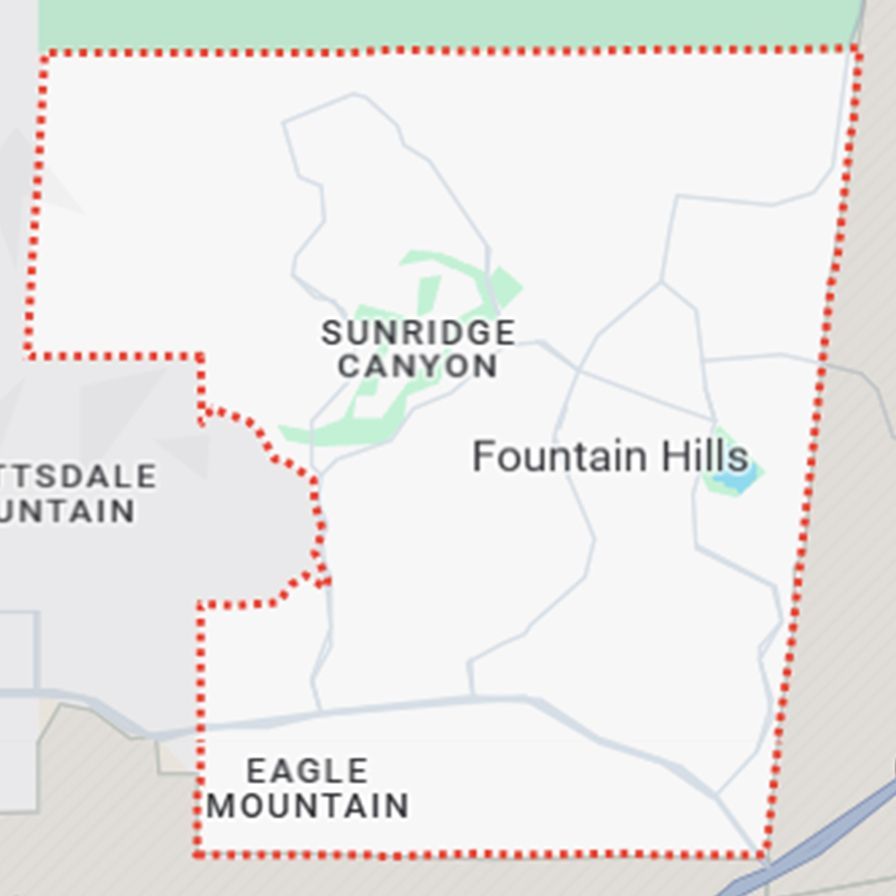 Detailed map showing service coverage in Fountain Hills, AZ