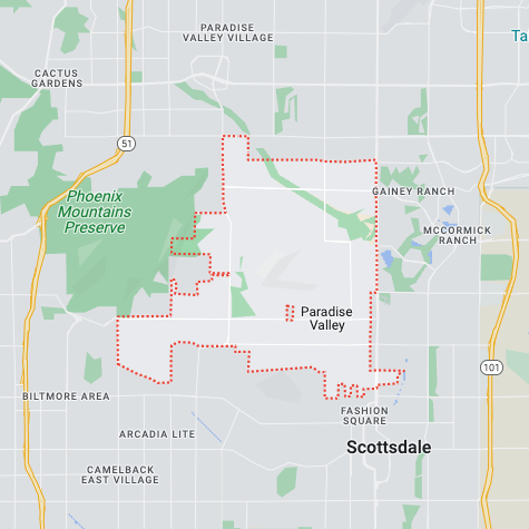 Map of Listings in Paradise Valley AZ - Location Boundary

