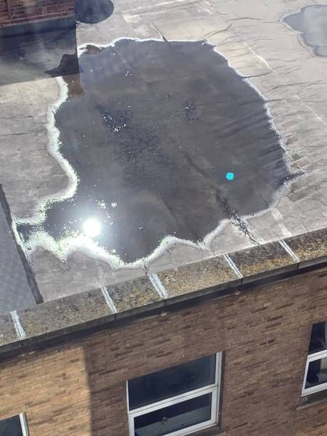 water ponding on a flat roof