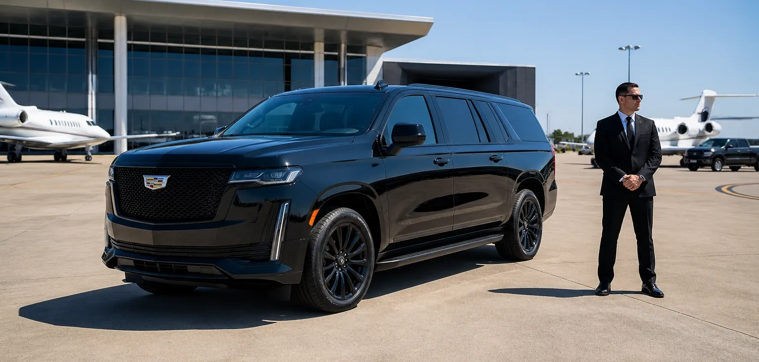 Houston Limo Chauffeur professional driver with luxury Cadillac Escalade