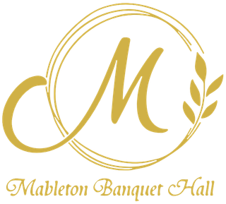 A logo for the mableton banquet hall