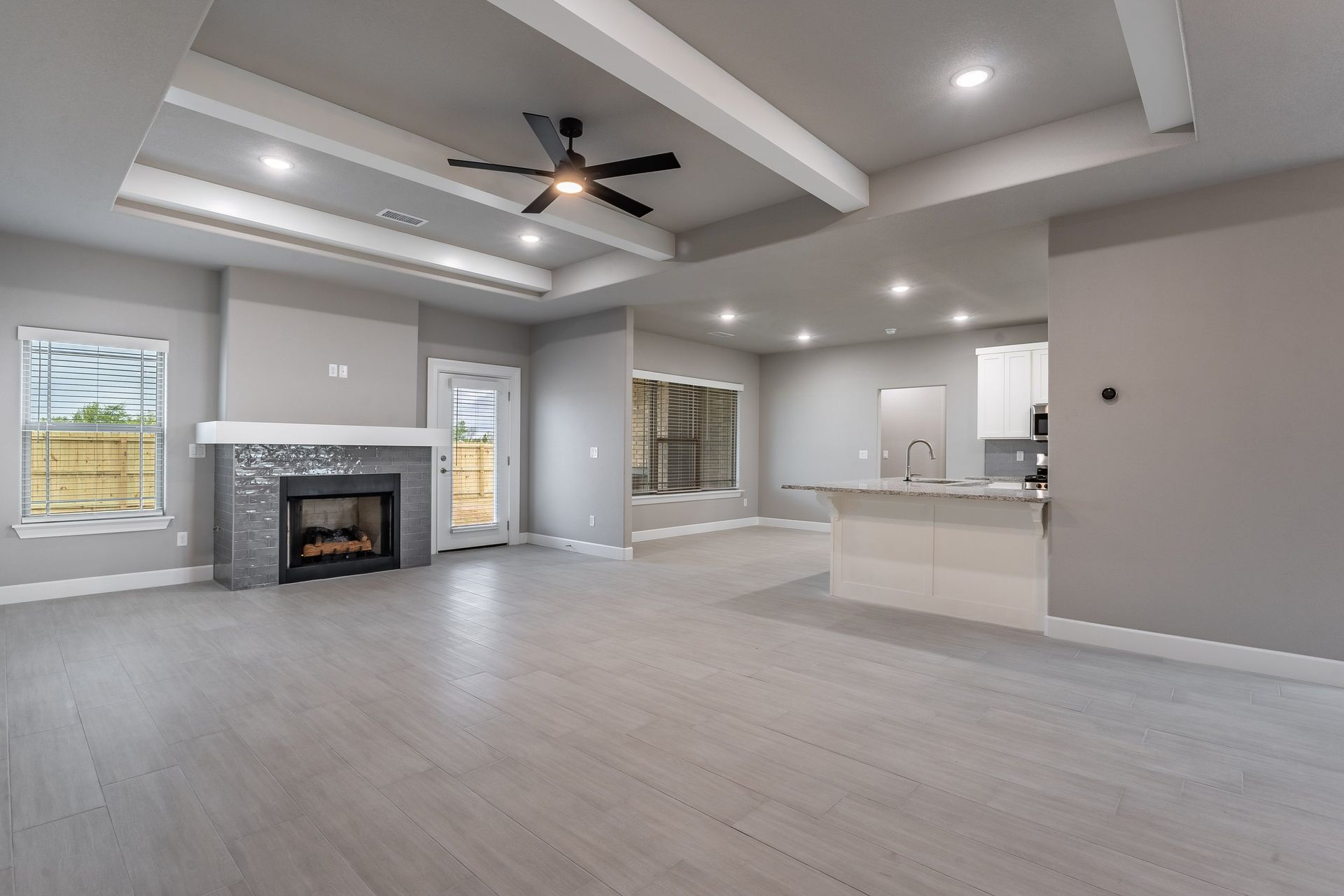 Living Room Beige Grey House Home New Vision Real Estate NWA Arkansas