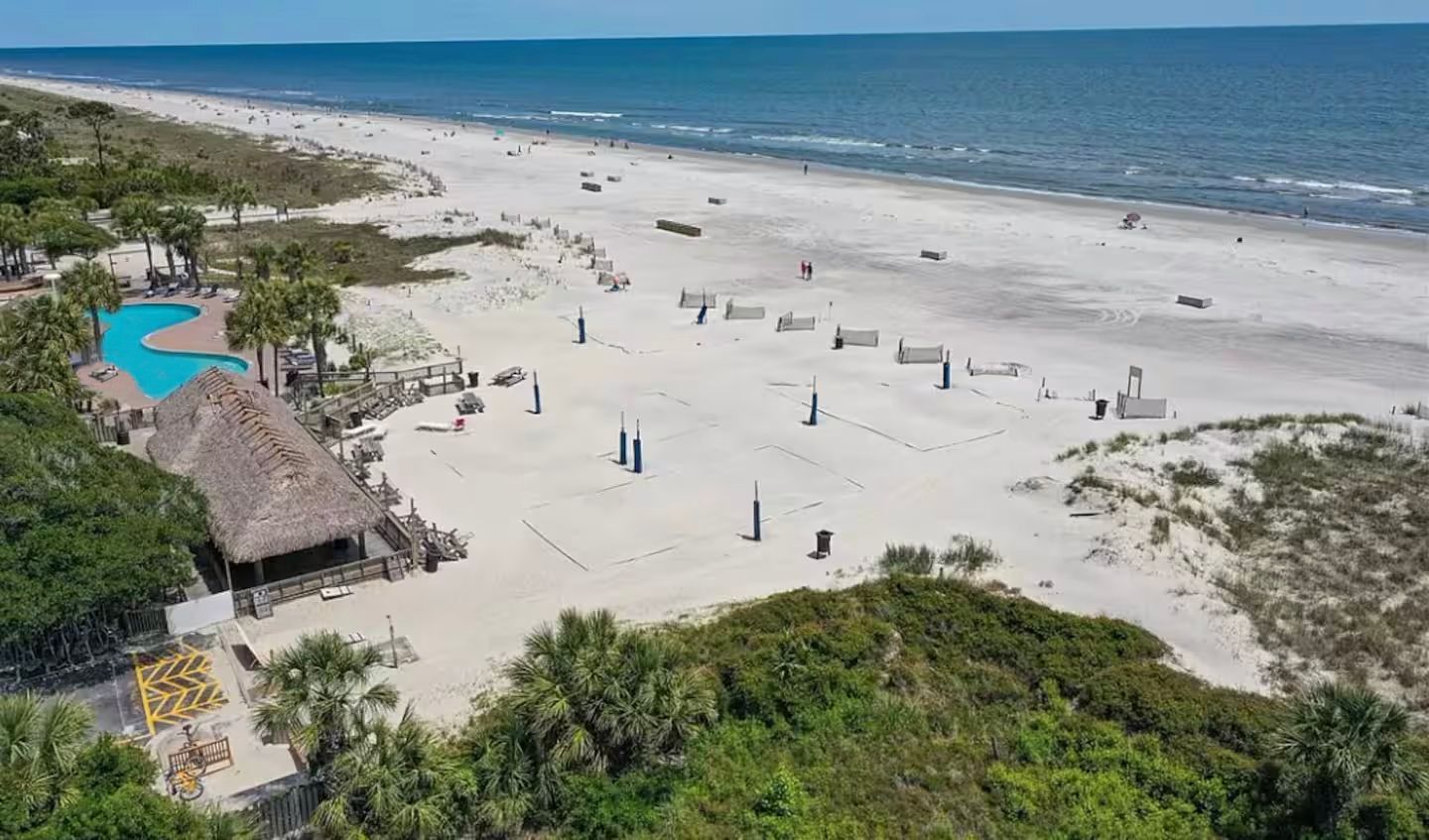 Arial photo of the Coligny Beach on Hilton Head Island.