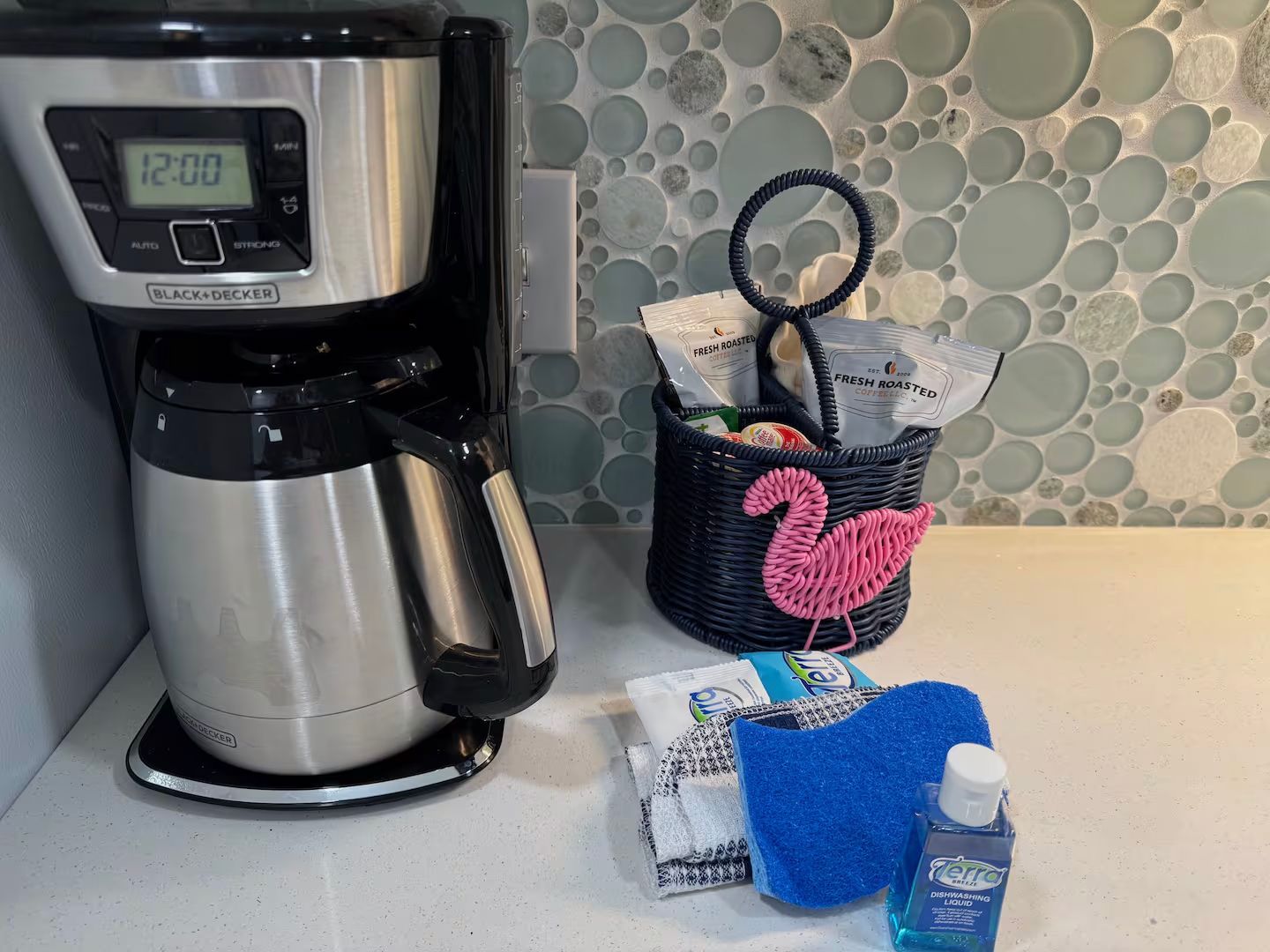 Wake up to fresh-brewed coffee in your Coligny Beach vacation rental.