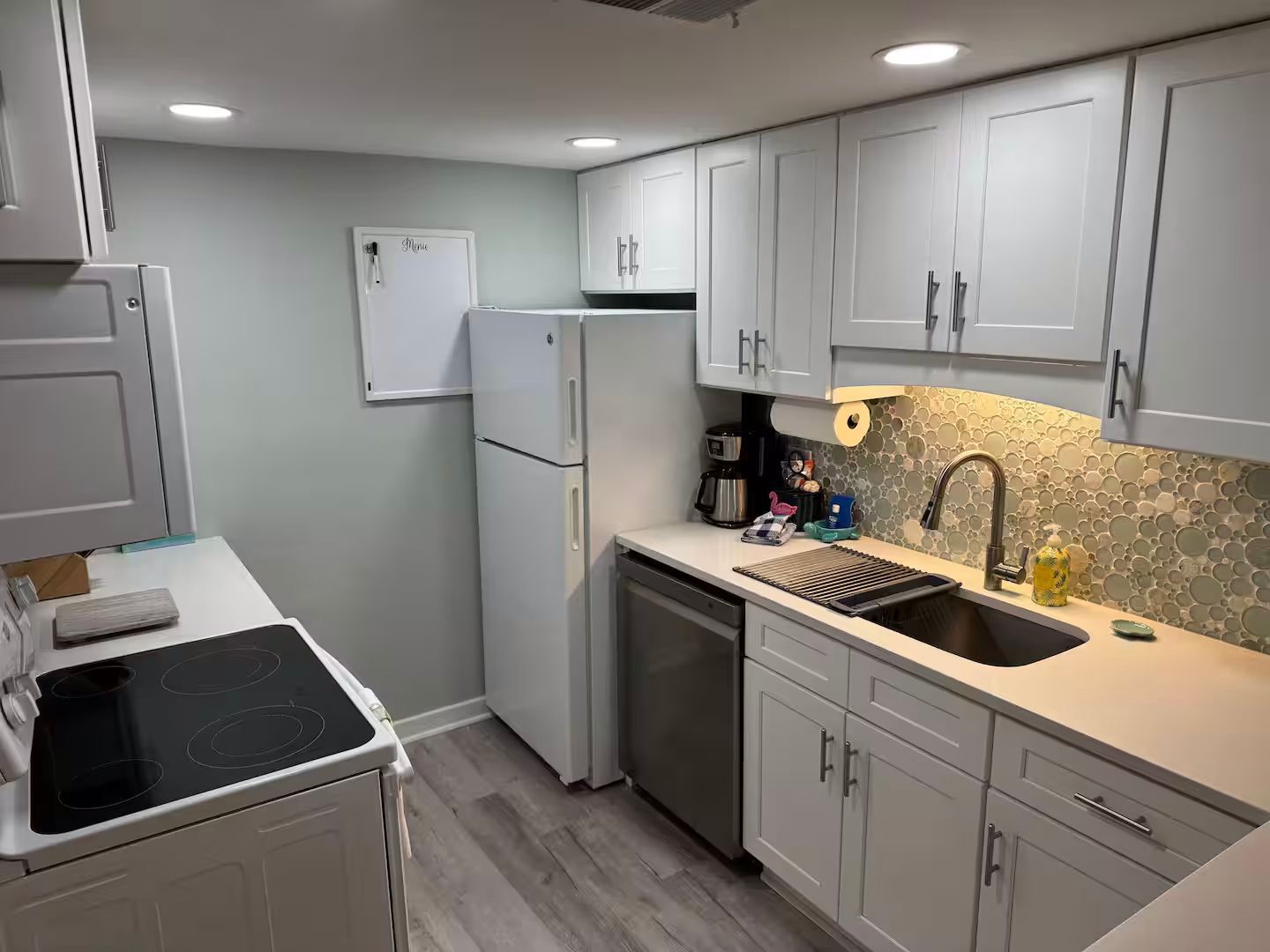 Vacation unit offers a bright and clean kitchen with everything a cook will need.