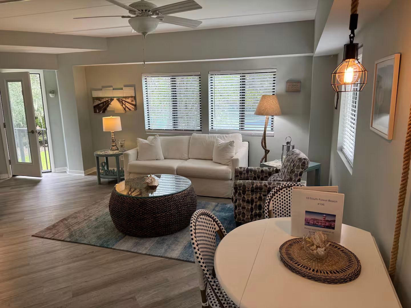 Interior living room view at your Hilton Head beachside escape rental.