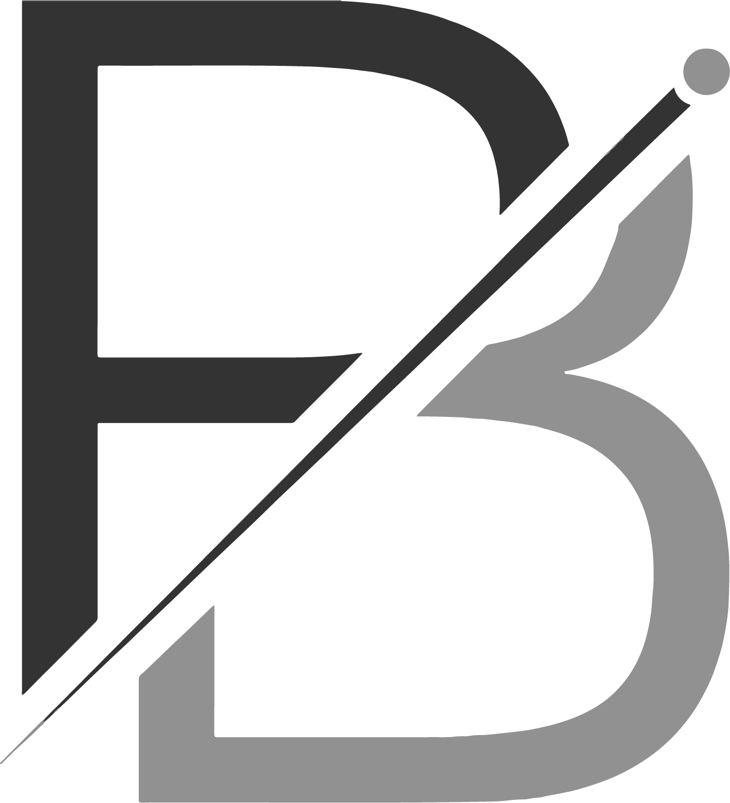 The letter b is cut in half and has a needle sticking out of it.