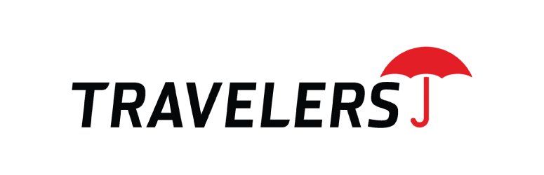 The logo for travelers j shows a red umbrella on a white background.