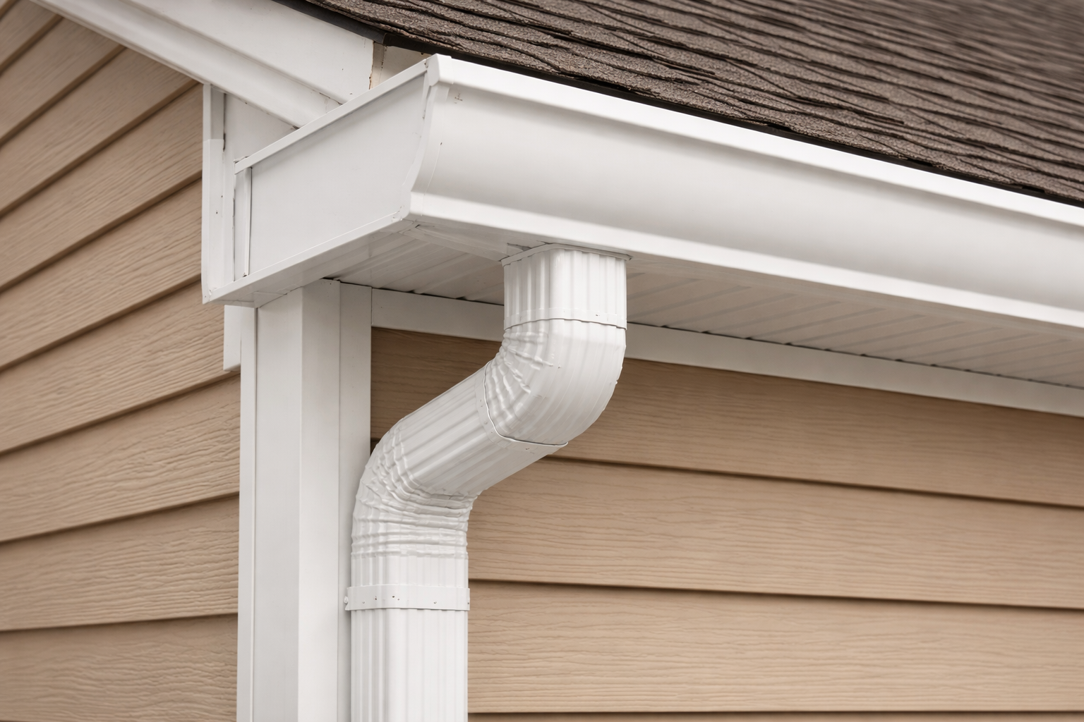 A patio with a table and chairs and an umbrella in front of a house