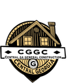 Logo for Central GA General Construction, featuring a house design in tan and black.