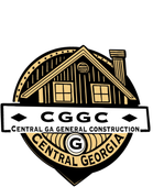 Logo for Central GA General Construction, featuring a house design in tan and black.