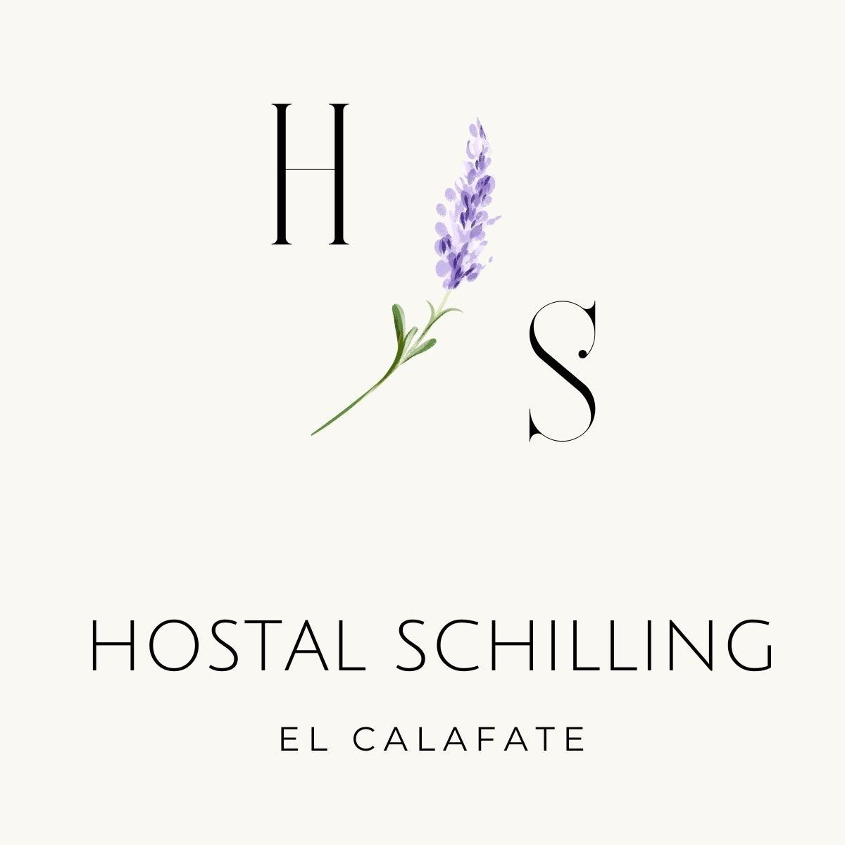 Un logotipo en blanco y negro para B&B Schilling Hostal Patagonia