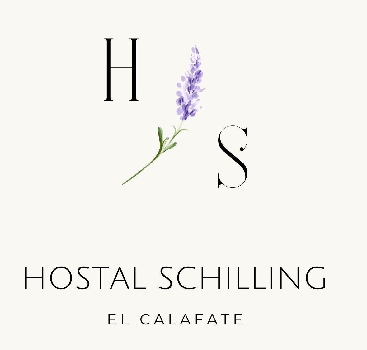 Un logotipo en blanco y negro para B&B Schilling Hostal Patagonia