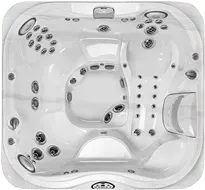 A black and white photo of a hot tub on a white background.